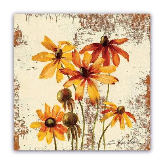 Tablou Canvas - Vintage, Floral, Galben - - Roveli