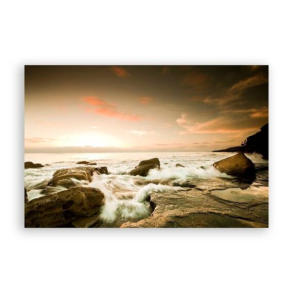 Tablou Canvas - Val, Stinca, Ocean, Apus - - Roveli