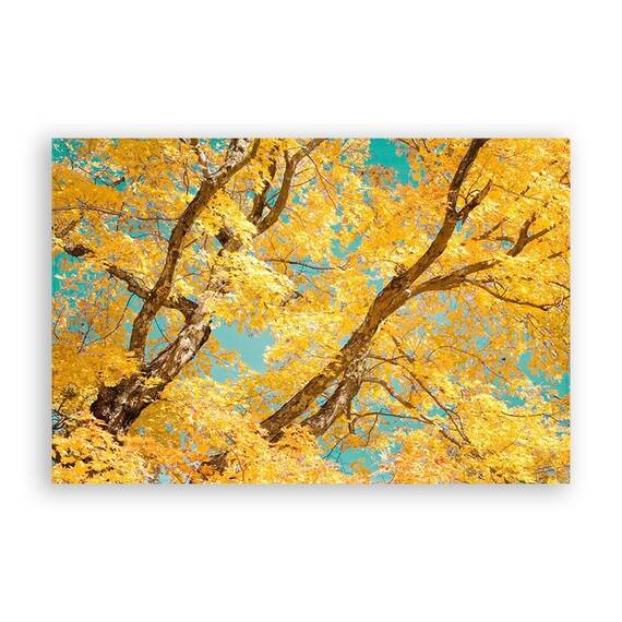 Tablou Canvas - Copac, Floral, Galben, Marime: 80 x 120 cm - - Roveli