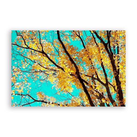 Tablou Canvas - Copac, Frunze, Floral, Galben - - Roveli