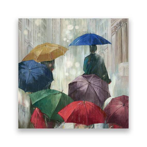 Tablou Canvas - Strada, Ploaie, Umbrela, Marime: 60 x 60 cm - - Roveli