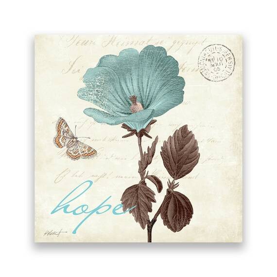 Tablou Canvas - Floral, VIntage, Fluturi, Primavara, Marime: 60 x 60 cm - - Roveli