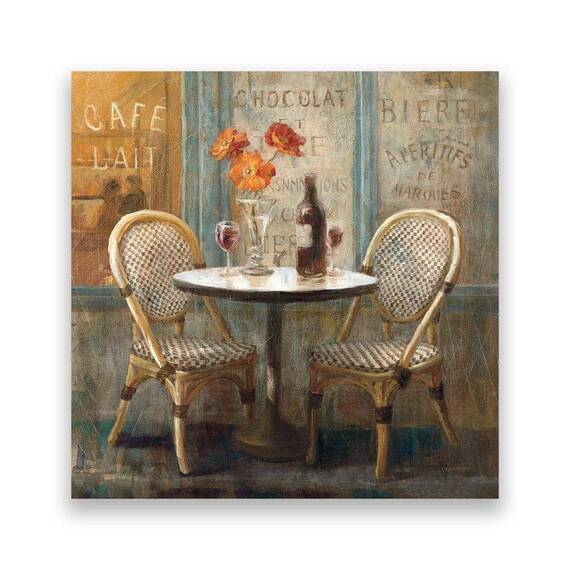 Tablou Canvas - Paris, Vintage, Terasa, Vin, Marime: 60 x 60 cm - - Roveli