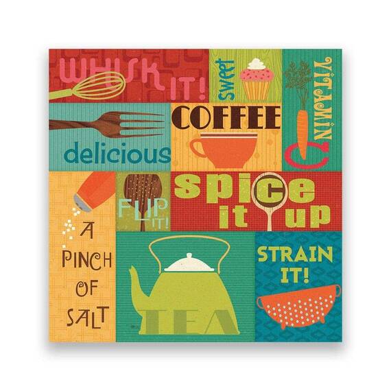 Tablou Canvas - Bucatarie, Colaj, Ceai, Cafea, Marime: 60 x 60 cm - - Roveli