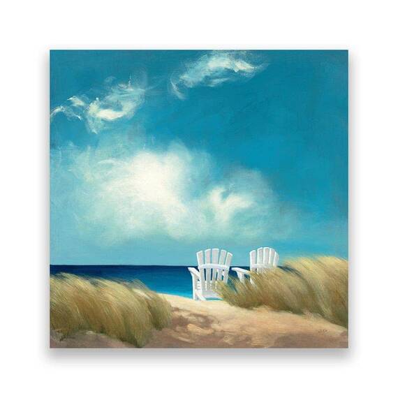 Tablou Canvas - Mare, Vara, Plaja, Scaun, Liniste, Nori, Marime: 60 x 60 cm - - Roveli