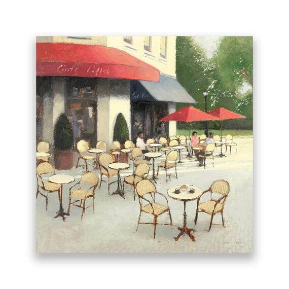 Tablou Canvas - Paris, Cafenea, Strada, Terasa, Marime: 60 x 60 cm - - Roveli