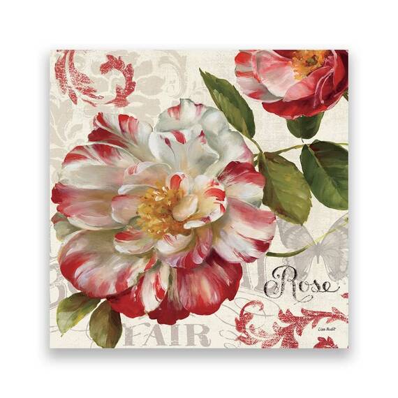 Tablou Canvas - Floral, Trandafir, Alb, Rosu - - Roveli