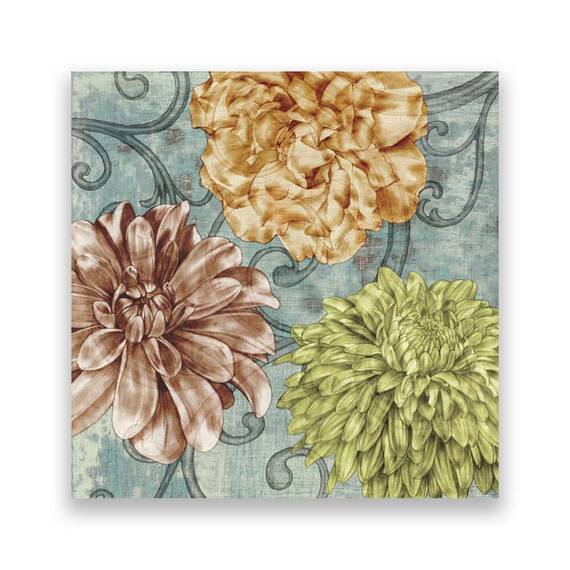 Tablou Canvas - Bujori, Floral, Auriu, Marime: 60 x 60 cm - - Roveli