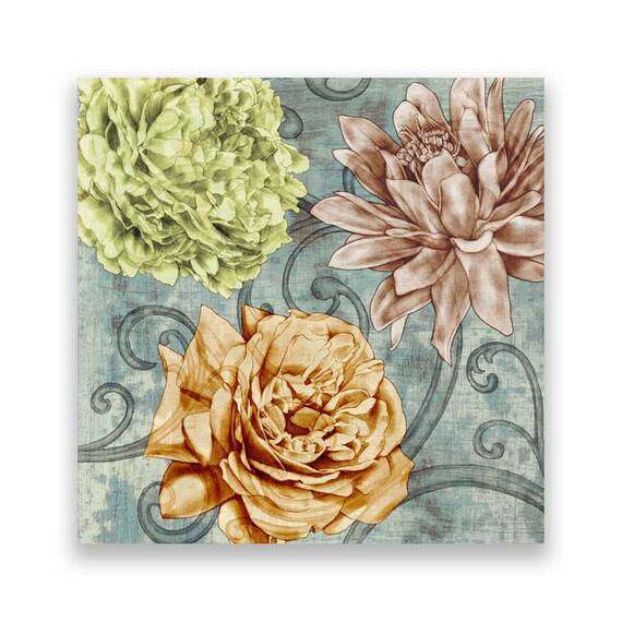 Tablou Canvas - Bujori, Floral, Maronie, Marime: 60 x 60 cm - - Roveli