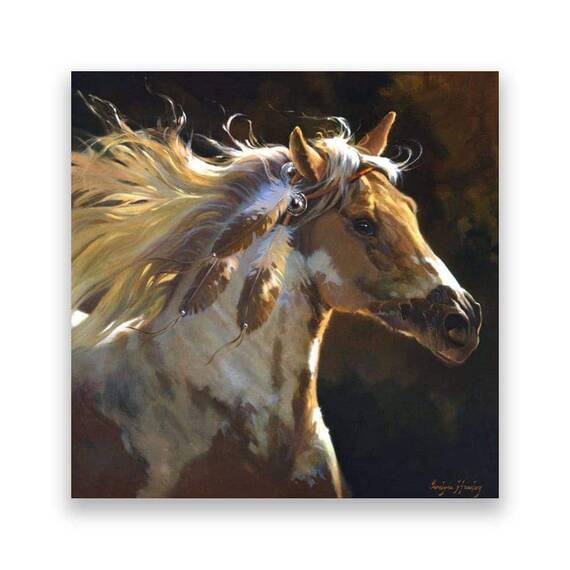 Tablou Canvas - Animal, Cal, Indian, Salbatic, Pana - - Roveli