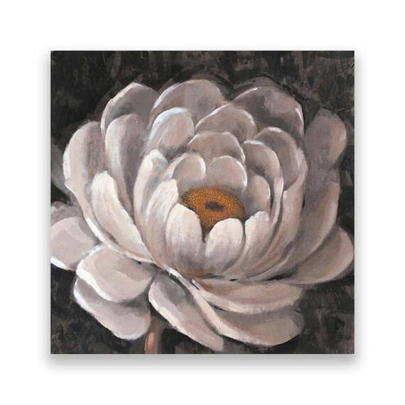Tablou Canvas - Bujori II, Floare, Alb, Marime: 60 x 60 cm - - Roveli