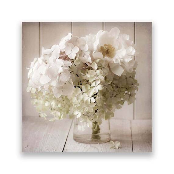 Tablou Canvas - Flori, Alb, Vaza, Marime: 60 x 60 cm - - Roveli