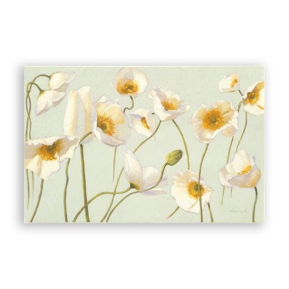 Tablou Canvas - Floral, Flori de maci, Alb, Marime: 80 x 120 cm - - Roveli