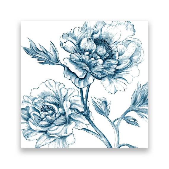 Tablou Canvas - Flori, Trandafiri, Alb-Albastru, Marime: 60 x 60 cm - - Roveli