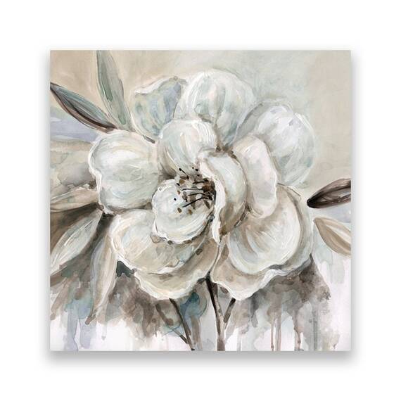 Tablou Canvas - Floral, Flori, Alb, Bujori - - Roveli