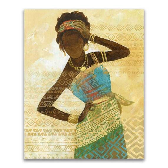 Tablou Canvas - Afro, Figurativ, Modern, Galben, Marime: 60 x 75 cm - - Roveli