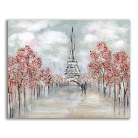 Tablou Canvas - Oras, Paris, Cuplu, Iubire, Toamna, Marime: 60 x 75 cm - - Roveli