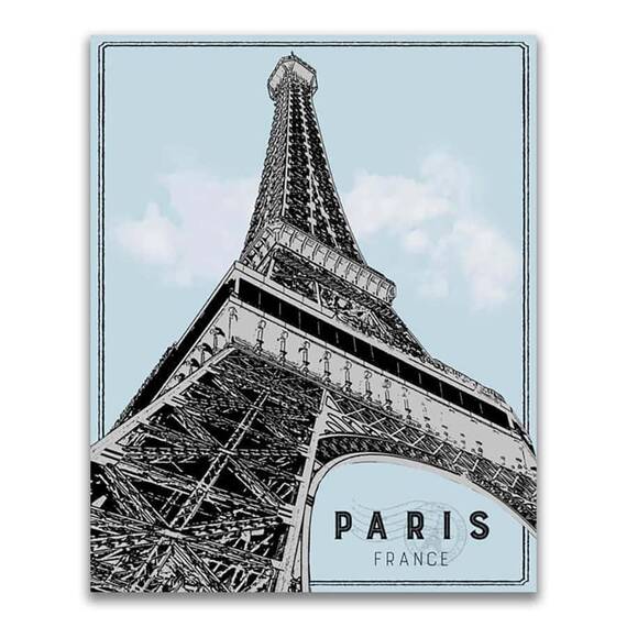 Tablou Canvas - Oras, Paris, Turnul Eiffel, Albastru, Marime: 60 x 75 cm - - Roveli