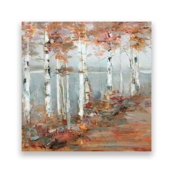 Tablou Canvas - Peisaj I, Natura, Padure, Frunze, Toamna, Pictura, Marime: 60 x 60 cm - - Roveli