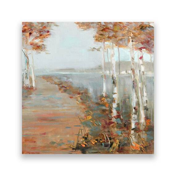 Tablou Canvas - Peisaj II, Natura, Padure, Frunze, Toamna, Pictura, Marime: 60 x 60 cm - - Roveli