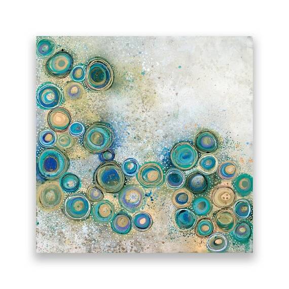 Tablou Canvas - Abstract, Cercuri, Pictura, Albastru, Marime: 60 x 60 cm - - Roveli
