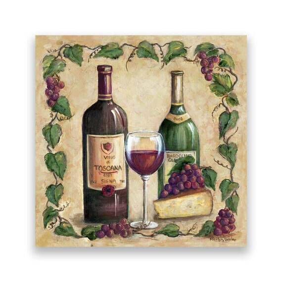 Tablou Canvas - Obiecte I, Vin, Cascaval, Strugure, Toamna, Marime: 60 x 60 cm - - Roveli