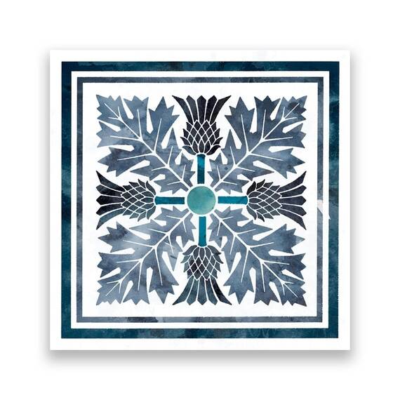 Tablou Canvas - Motiv III, Frunze, Albastru, Marime: 60 x 60 cm - - Roveli