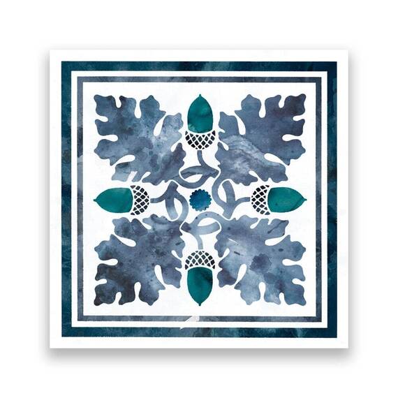 Tablou Canvas - Motiv IV, Frunze, Albastru, Marime: 60 x 60 cm - - Roveli