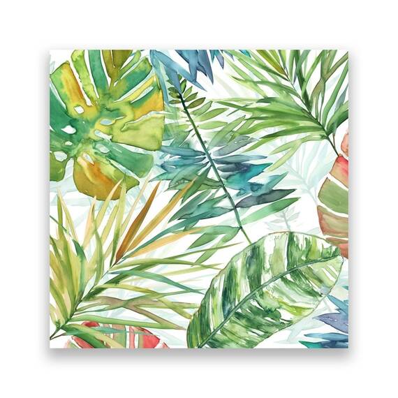 Tablou Canvas - Botanica I, Frunze, Verde, Pictura, Marime: 60 x 60 cm - - Roveli