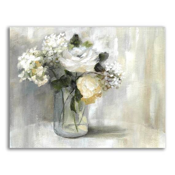 Tablou Canvas - Flori albe, Floare, Vaza, Primavara, Marime: 60 x 75 cm - - Roveli