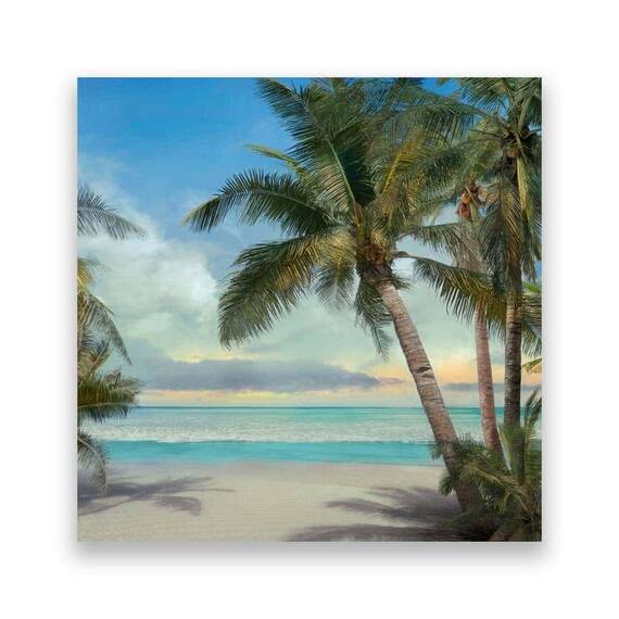 Tablou Canvas - Palmier II, Natura, Peisaj, Mare, Valuri, Plaja, Vara, Marime: 60 x 60 cm - - Roveli