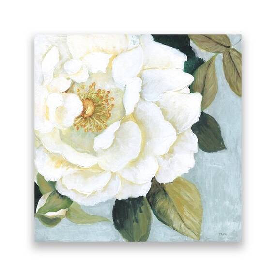 Tablou Canvas - Floral, Flori, Bujori, Alb, Pictura - - Roveli