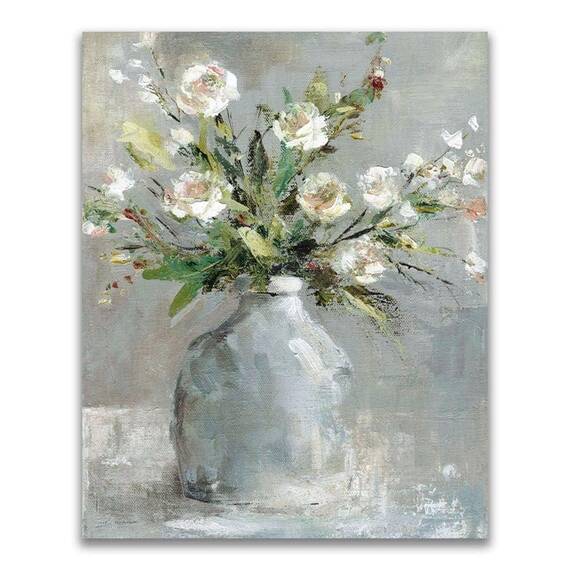 Tablou Canvas - Flori, Floare, Vaza, Primavara, Alb, Marime: 60 x 75 cm - - Roveli