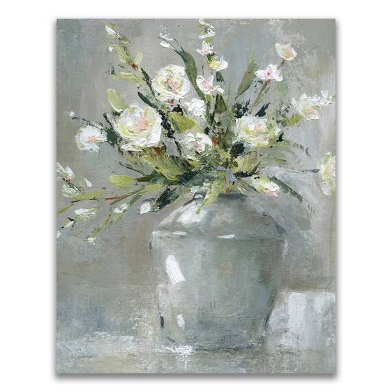 Tablou Canvas - Flori, Floare, Vaza, Primavara, Alb, Marime: 60 x 75 cm - - Roveli