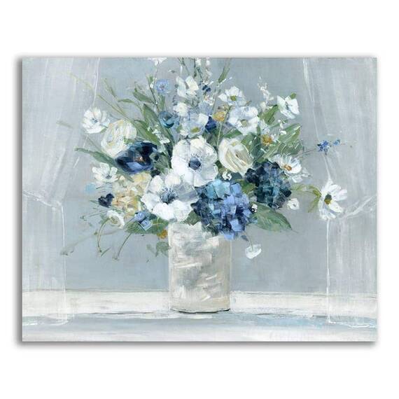 Tablou Canvas - Flori albe, Floare, Vaza, Primavara, Marime: 60 x 75 cm - - Roveli