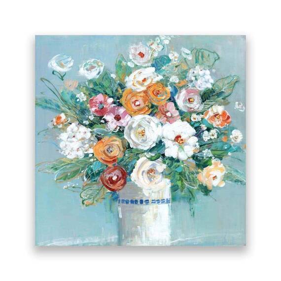 Tablou Canvas - Floral, Flori, Buchet, Vaza, Pictura, Multicolor, Primavara - - Roveli