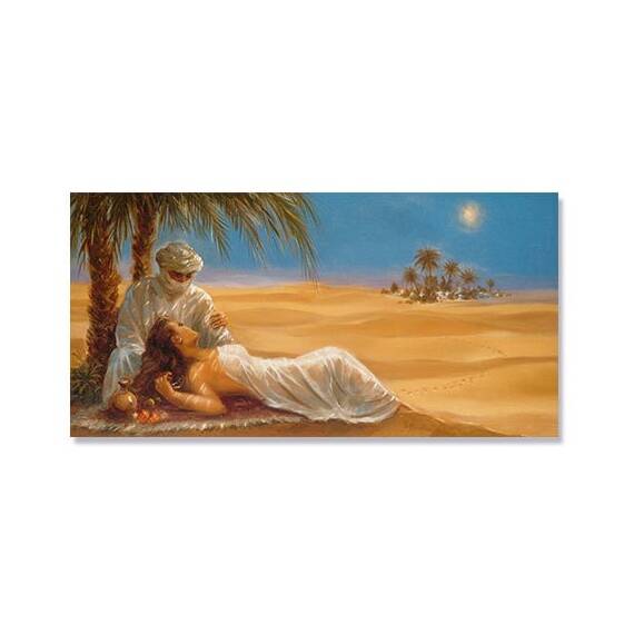 Tablou Canvas - Peisaj, Desert, Soare, Arabi, Camila, Marime: 50 x 100 cm - - Roveli
