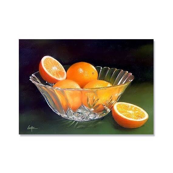 Tablou Canvas - Portocale, Vaza de cristal, Portocale, Fructe - - Roveli