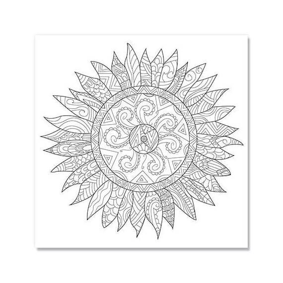 Tablou de colorat - Mandala, Flori - - Roveli