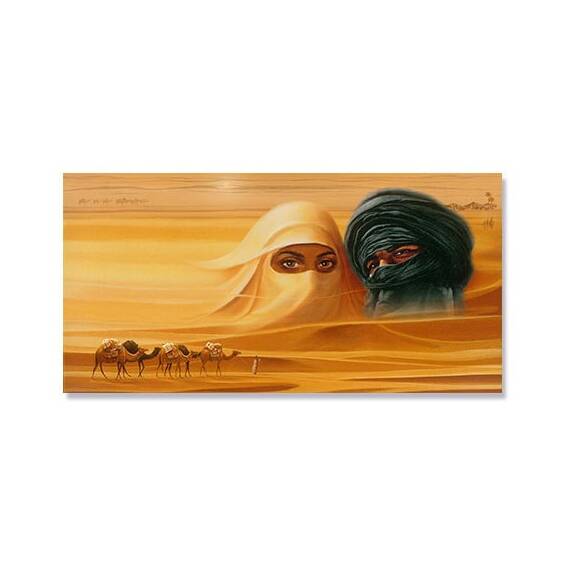 Tablou Canvas - Peisaj, Desert, Soare, Arabi, Camila, Marime: 50 x 100 cm - - Roveli