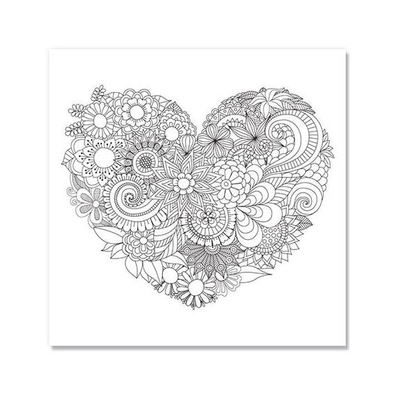 Tablou de colorat - Inima cu flori - - Roveli