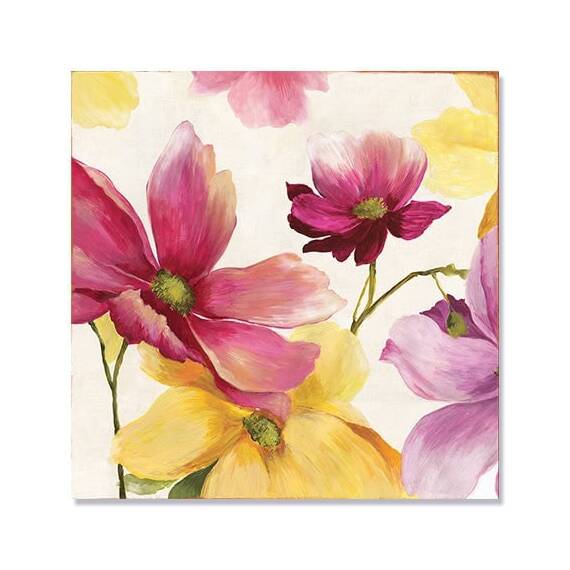 Tablou Canvas - Briza de Vara II, Flori, Galben, Roz, Marime: 70 x 70 cm - - Roveli