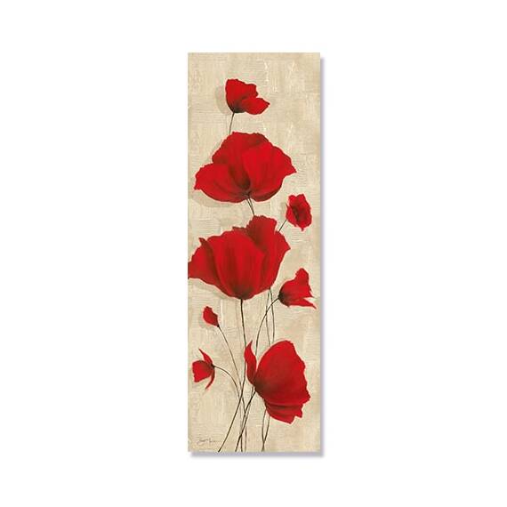 Tablou Canvas - Flori de maci I, Flori preferate, Retro, Rosu, Marime: 30 x 90 cm - - Roveli