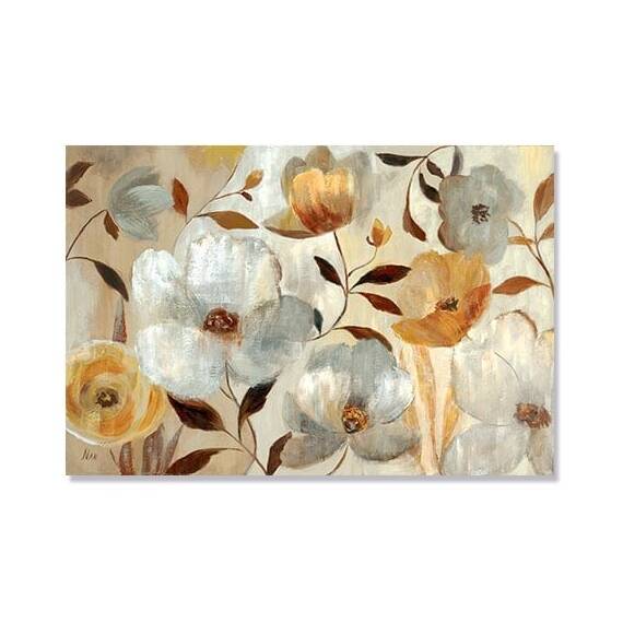 Tablou Canvas - Flori de Maci Aurii si Albe, Marime: 80 x 120 cm - - Roveli