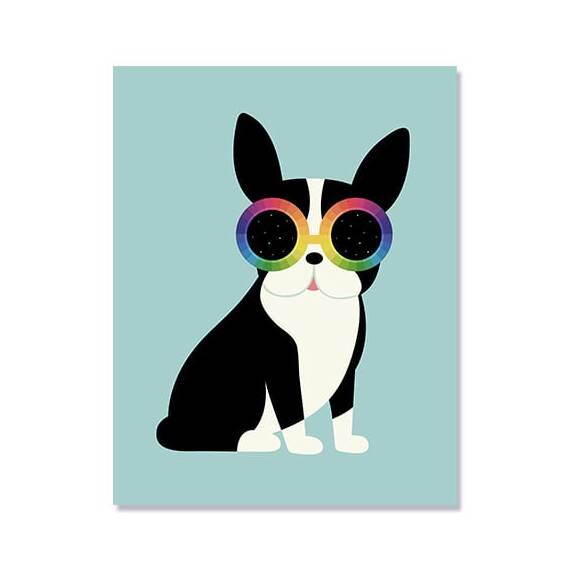Tablou Canvas - Caine cu Ochelari Multicolor - - Roveli