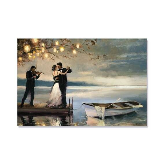 Tablou Canvas -  Romanta in Amurg, Iubire, Dans, Serenada, Lac, Marime: 80 x 120 cm - - Roveli