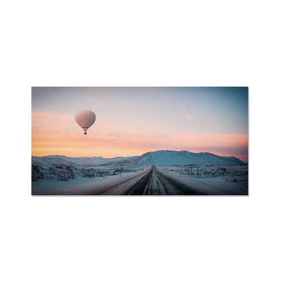 Tablou canvas - Balon Plutitor in Aer, Apus de Soare, Marime: 50 x 100 cm - - Roveli