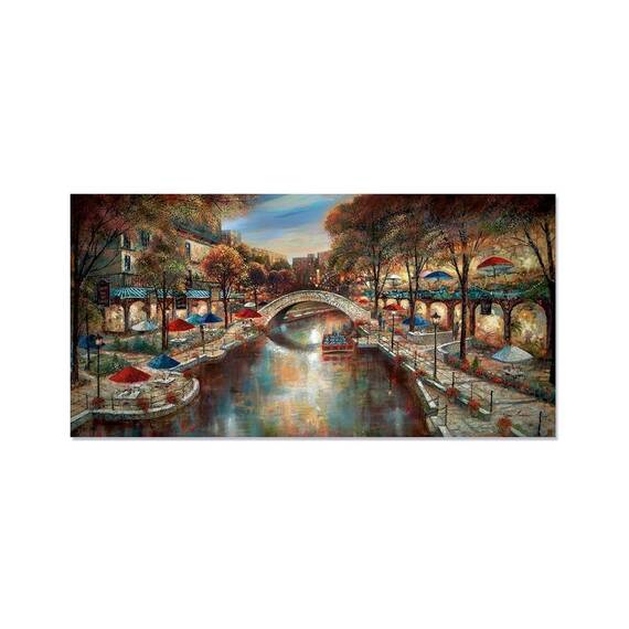 Tablou Canvas - Seara pe Canal, Marime: 50 x 100 cm - - Roveli