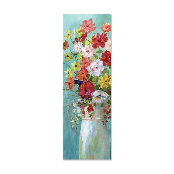 Tablou Canvas - Flori de Vara I, Multicolor, Natura Statica, Vaza Alba, Marime: 30 x 90 cm - - Roveli