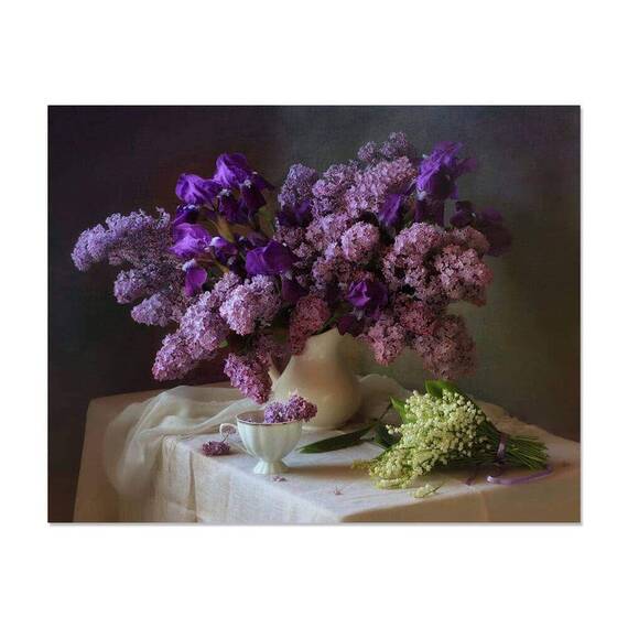 Tablou Canvas - Natura Statica, Flori de Liliac, Marime: 80 x 100 cm - - Roveli